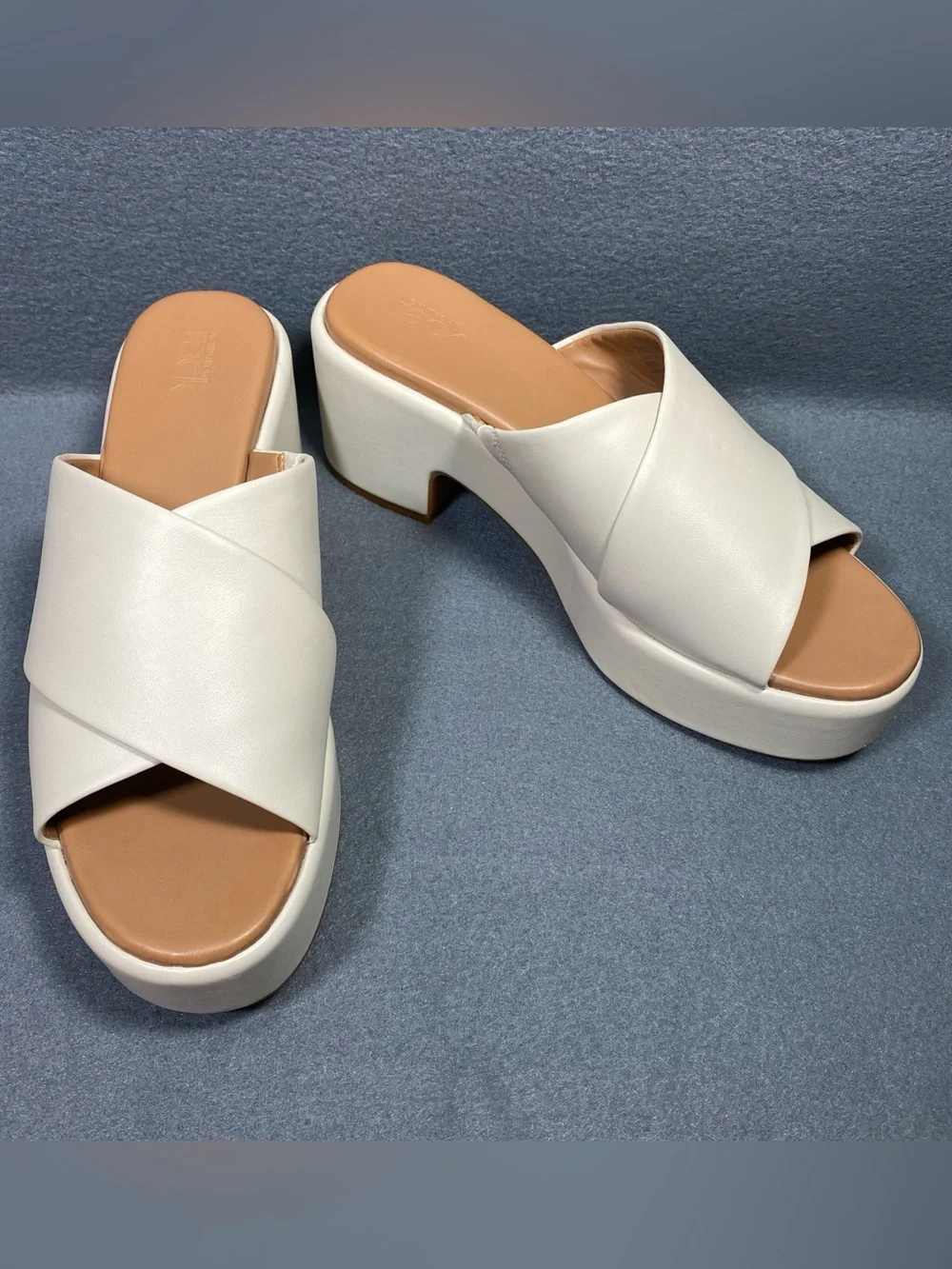Nordstrom Chunky Heels Platform Beige Sandals, Y2K Inspired Edgy, Women’s Sz 9 M